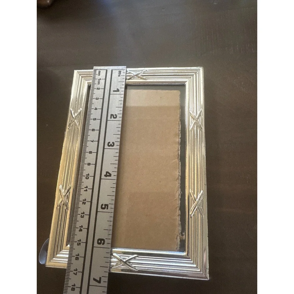 Argento SC Silver Ribbed Picture Frame 4x6 Crisscross X Design Tabletop Decor
